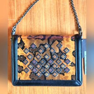 $2100 New Auth Embossed Snakeskin Bottega Veneta Montebello Mini Clutch